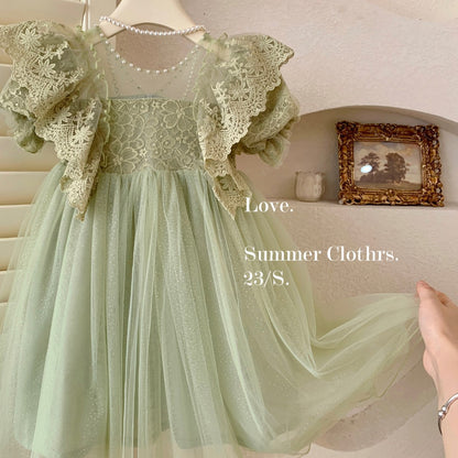 Sage Lace Fairy Dress
