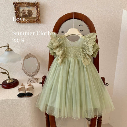 Sage Lace Fairy Dress
