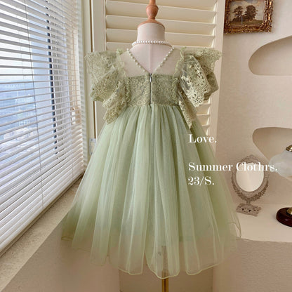 Sage Lace Fairy Dress