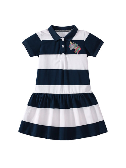 Striped Unicorn Polo Dress