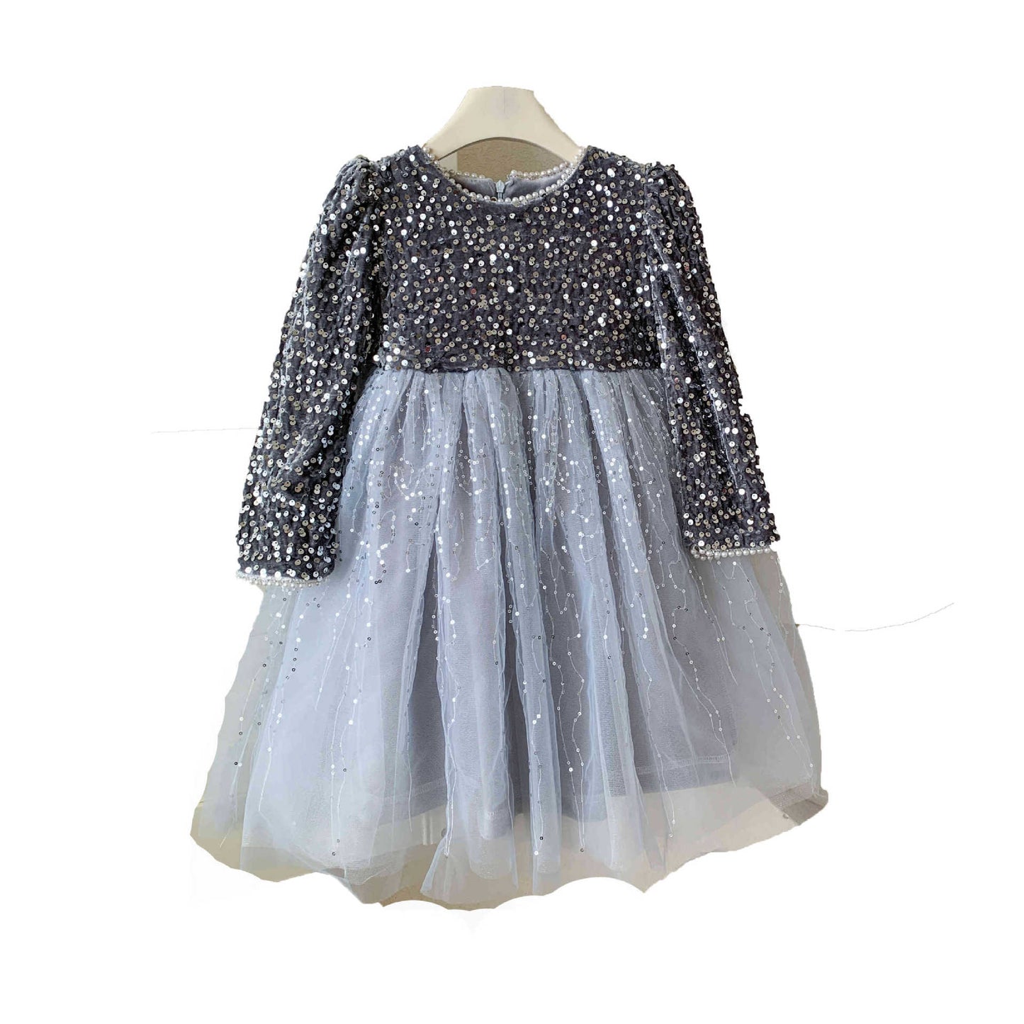 Girl Performance Long Sleeve Midnight Sparkle Dress