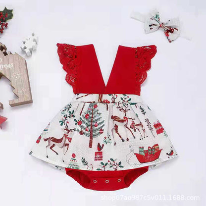Festive Holiday Baby Romper Dress