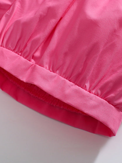 Two-Piece Animal Embroidered Top and Pink Shorts Set