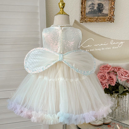Rainbow Girl Pastel Dream Bow Dress