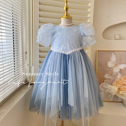Celestial Bloom Blue Princess Tulle Dress