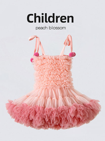 Tutu Dress Birthday Party Toddler Girls Puffy POM-POM Dress