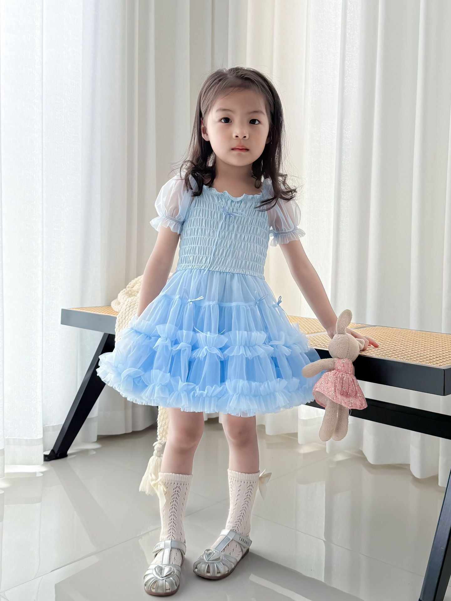 Girls Tutu Dress Baby Pink or Ice Blue Ruffle Princess Party Outfit