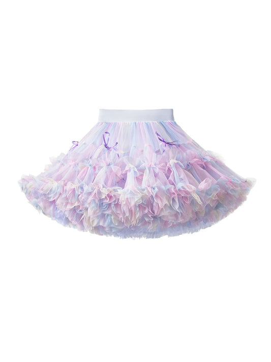 Girls Pastel Rainbow Tutu Skirt with Bows for Birthday or Dress Up