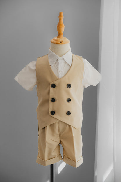 Boys Baby children khaki suit formal christening shower Wedding outfits suits