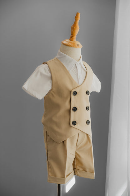 Boys Baby children khaki suit formal christening shower Wedding outfits suits