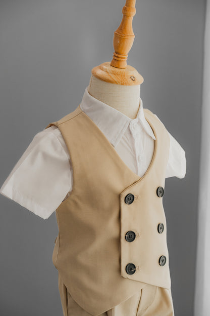 Boys Baby children khaki suit formal christening shower Wedding outfits suits