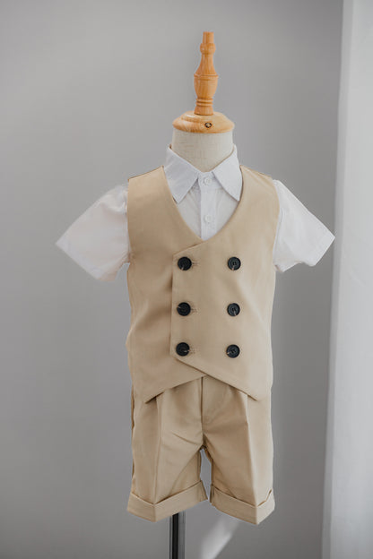Boys Baby children khaki suit formal christening shower Wedding outfits suits