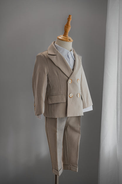 Kids Boys Formal Suit Wedding Wear 4 Pieces Set Beige